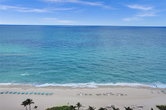 property view of water with a beach view