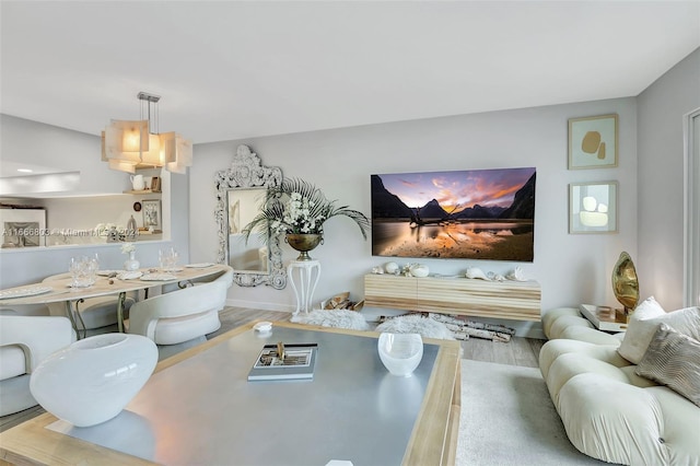 living room with light wood-type flooring