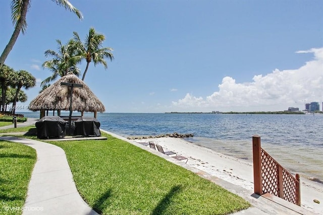2 Grove Isle Dr Unit B1708, Miami, FL 33133 - water view featuring a gazebo and nearby beach