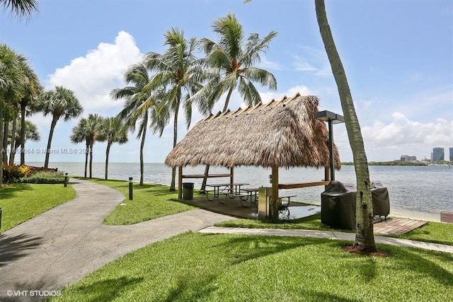 2 Grove Isle Dr Unit B1708, Miami, FL 33133 - view of home's community with a yard, a gazebo, and a water view
