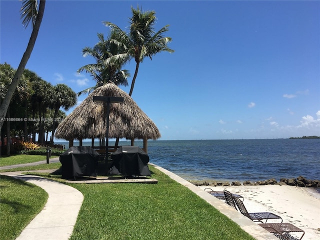 2 Grove Isle Dr Unit B1708, Miami, FL 33133 - water view featuring a gazebo and local beach