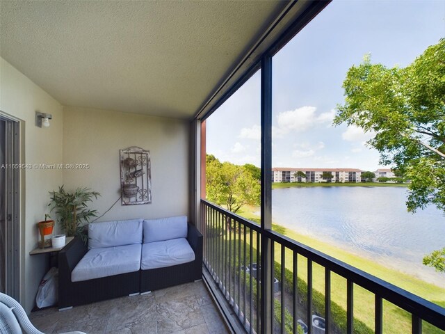 balcony with a water view