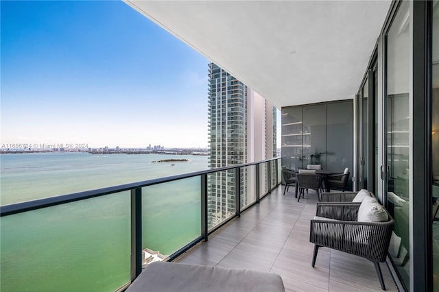 balcony with a water view