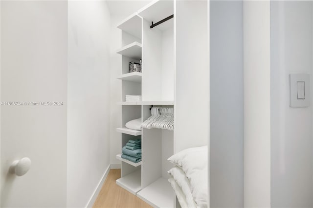 spacious closet featuring light hardwood / wood-style flooring