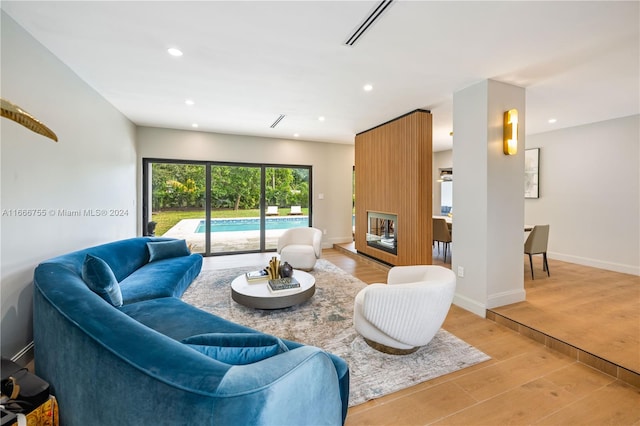 living room featuring light hardwood / wood-style floors