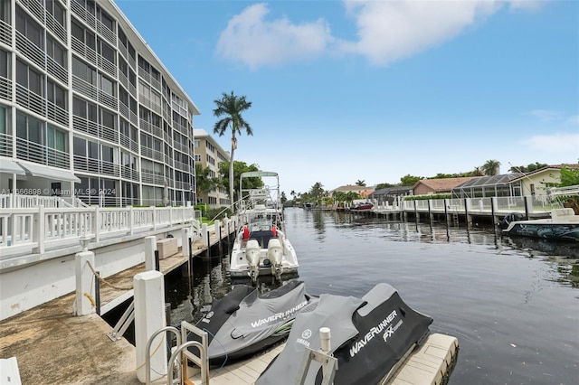 view of dock featuring a water view