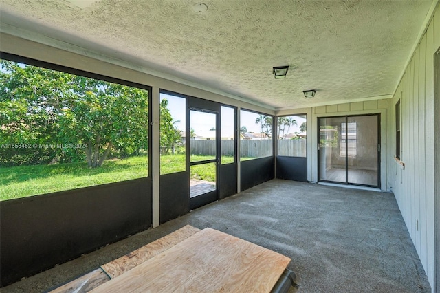 view of unfurnished sunroom