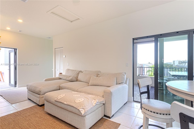 view of tiled living room