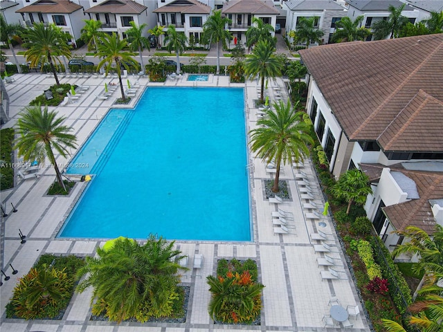 view of swimming pool featuring a patio