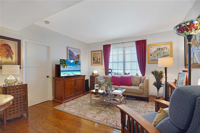 living room with hardwood / wood-style floors