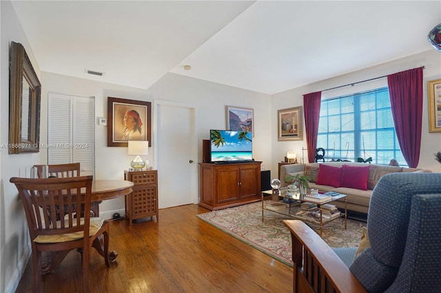 living room featuring hardwood / wood-style flooring