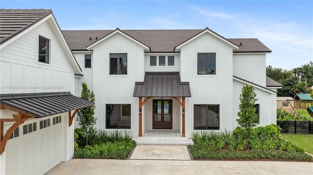 view of modern inspired farmhouse