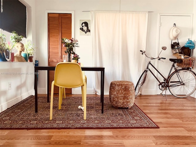 sitting room with hardwood / wood-style flooring