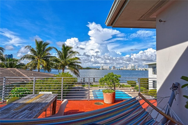 balcony with a water view