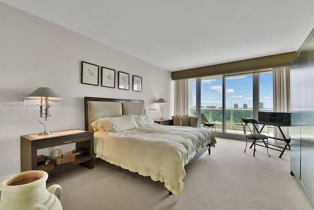 bedroom featuring carpet floors and access to exterior