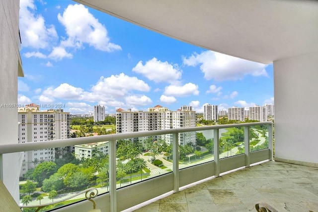 balcony featuring a view of city