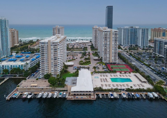 bird's eye view featuring a water view