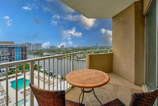 balcony with a water view