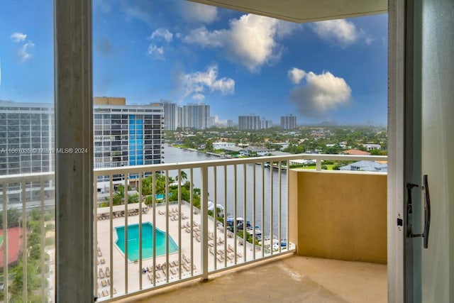 balcony with a water view