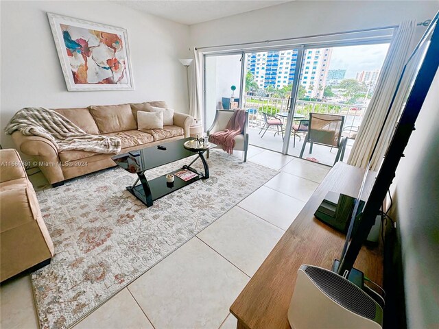 500 Bayview Dr Unit 325, Sunny Isles Beach, FL 33160 - living room with tile patterned flooring and a view of city