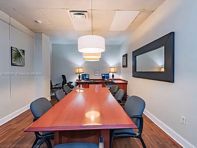 office space featuring wood-type flooring