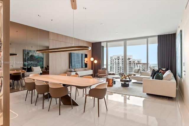300 Biscayne Blvd Way Unit 3403, Miami, FL 33131 - dining area featuring expansive windows, light tile patterned flooring, and a city view