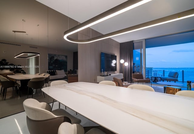 300 Biscayne Blvd Way Unit 3403, Miami, FL 33131 - dining room with floor to ceiling windows and concrete floors