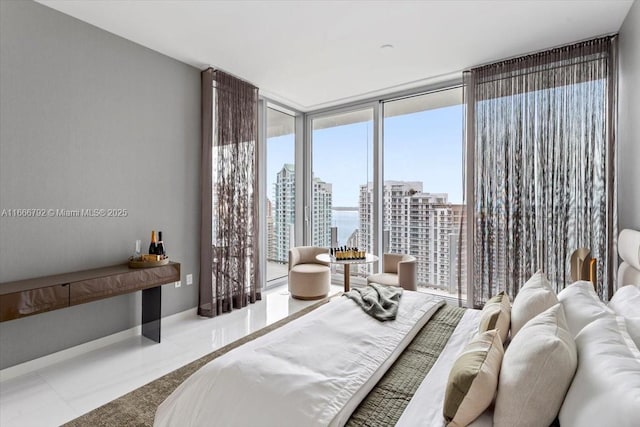 300 Biscayne Blvd Way Unit 3403, Miami, FL 33131 - tiled bedroom with a wall of windows, access to outside, multiple windows, and a city view