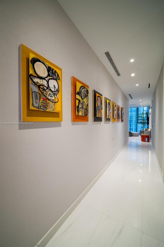 300 Biscayne Blvd Way Unit 3403, Miami, FL 33131 - hall with baseboards, tile patterned flooring, and recessed lighting