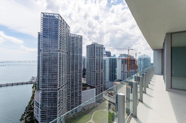 balcony with a water view