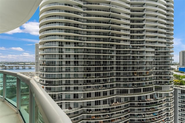 view of building exterior featuring a water view