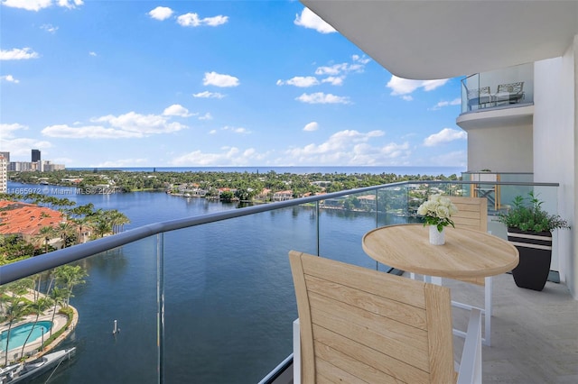 balcony with a water view