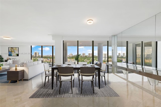 dining room featuring light parquet floors