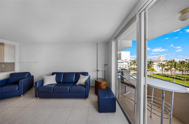 view of tiled living room