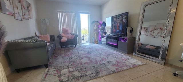 view of tiled living room