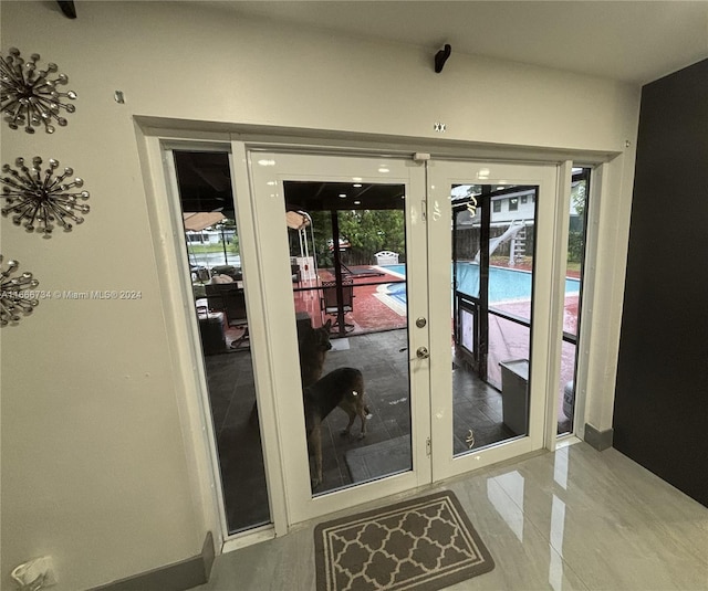 doorway featuring french doors