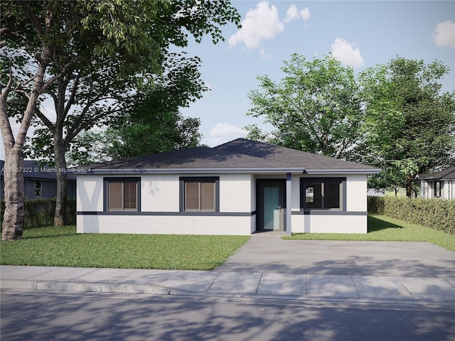 731 SW 12th Ave, Homestead, FL 33030 - view of front of property with a shingled roof, a front lawn, and stucco siding
