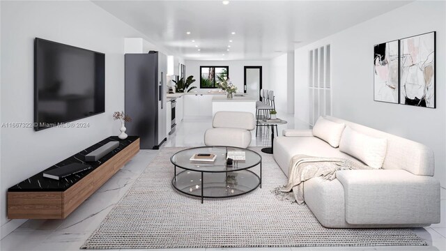 731 SW 12th Ave, Homestead, FL 33030 - living area featuring recessed lighting and marble finish floor