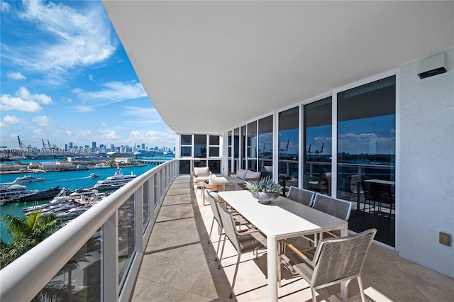 balcony with a water view