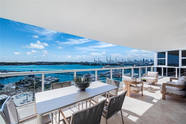 balcony with a water view