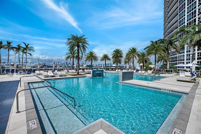 view of pool featuring a patio area