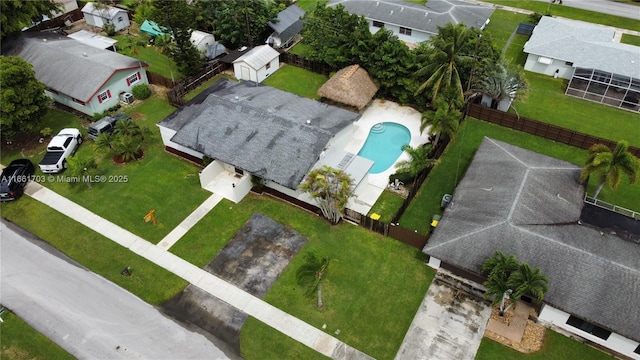 aerial view with a residential view