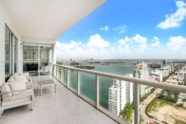 balcony with a water view