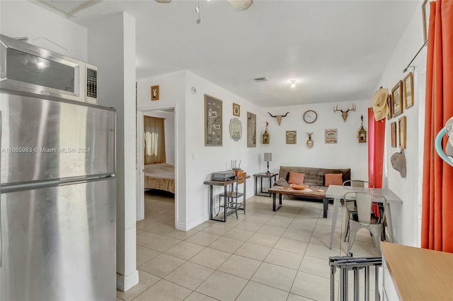 living room featuring light tile patterned floors