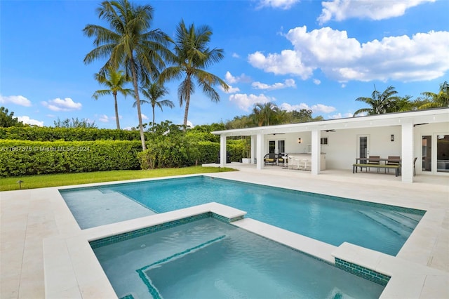 view of pool featuring a patio area