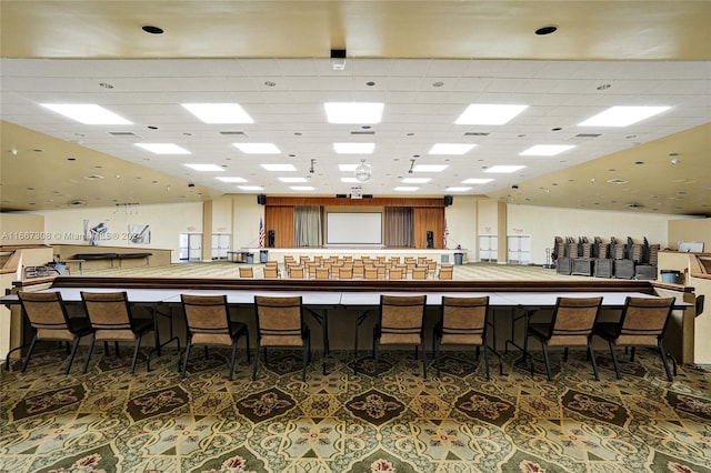 interior space featuring dark tile patterned floors