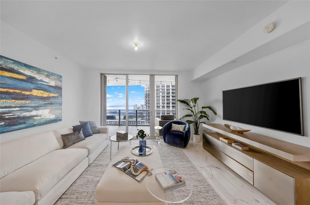 living room featuring expansive windows