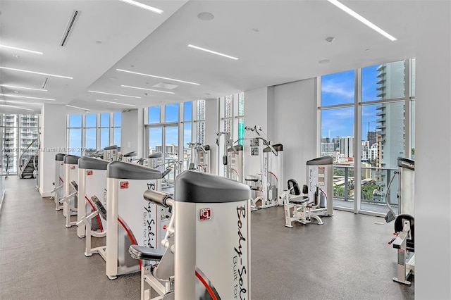 gym featuring expansive windows