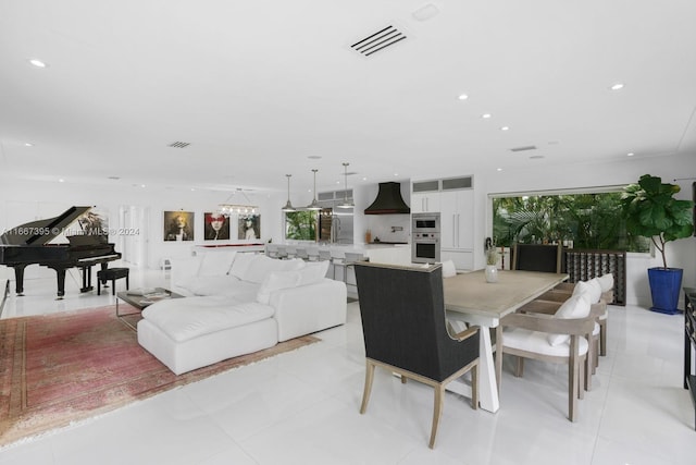 tiled dining space with plenty of natural light