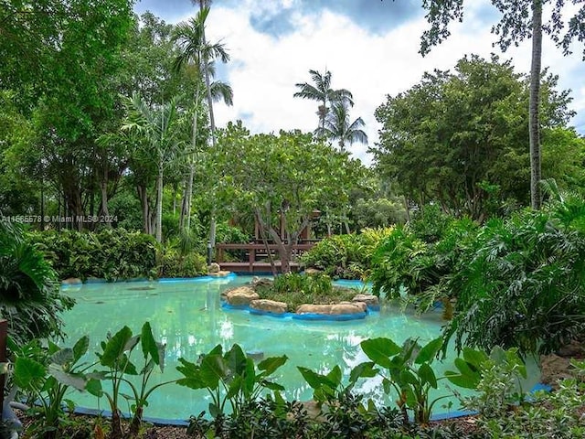 exterior space featuring a pool